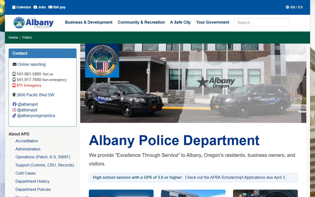 Albany Police Department background check records
