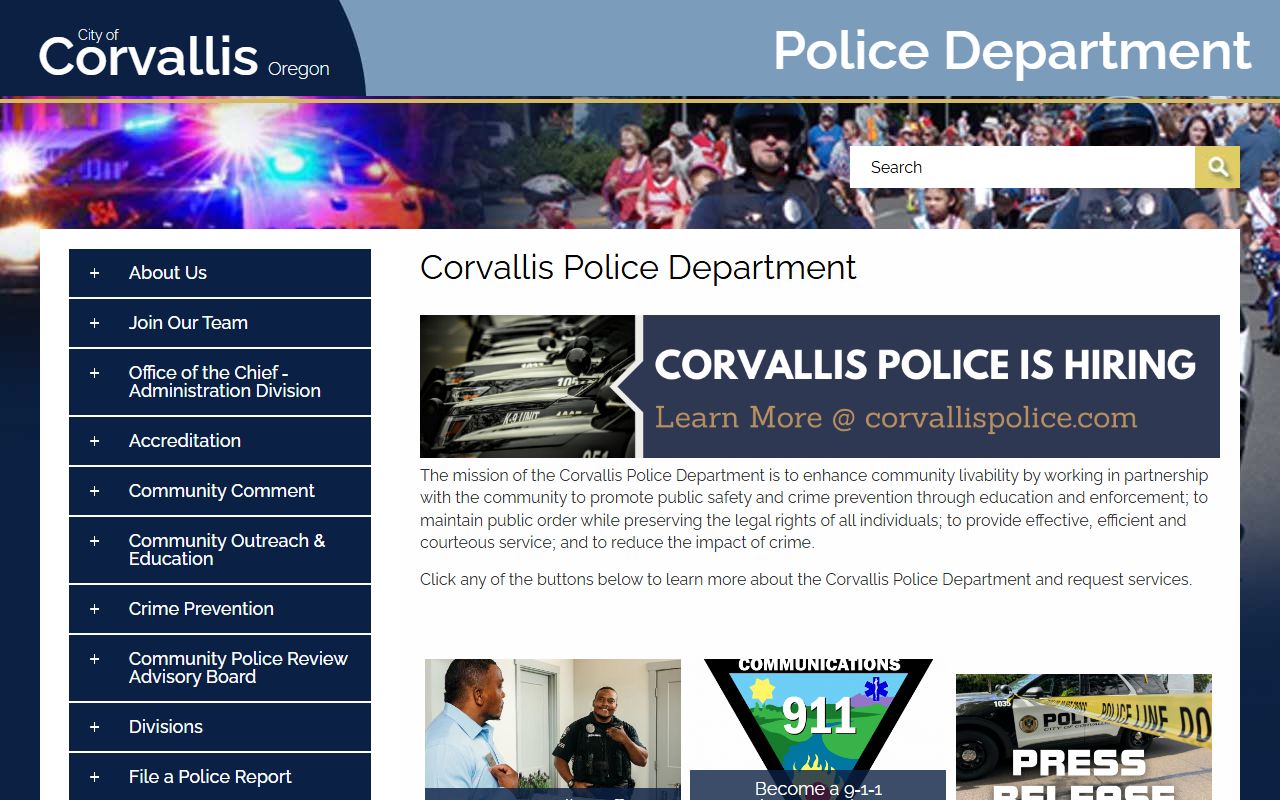 Corvallis Police Department background check records