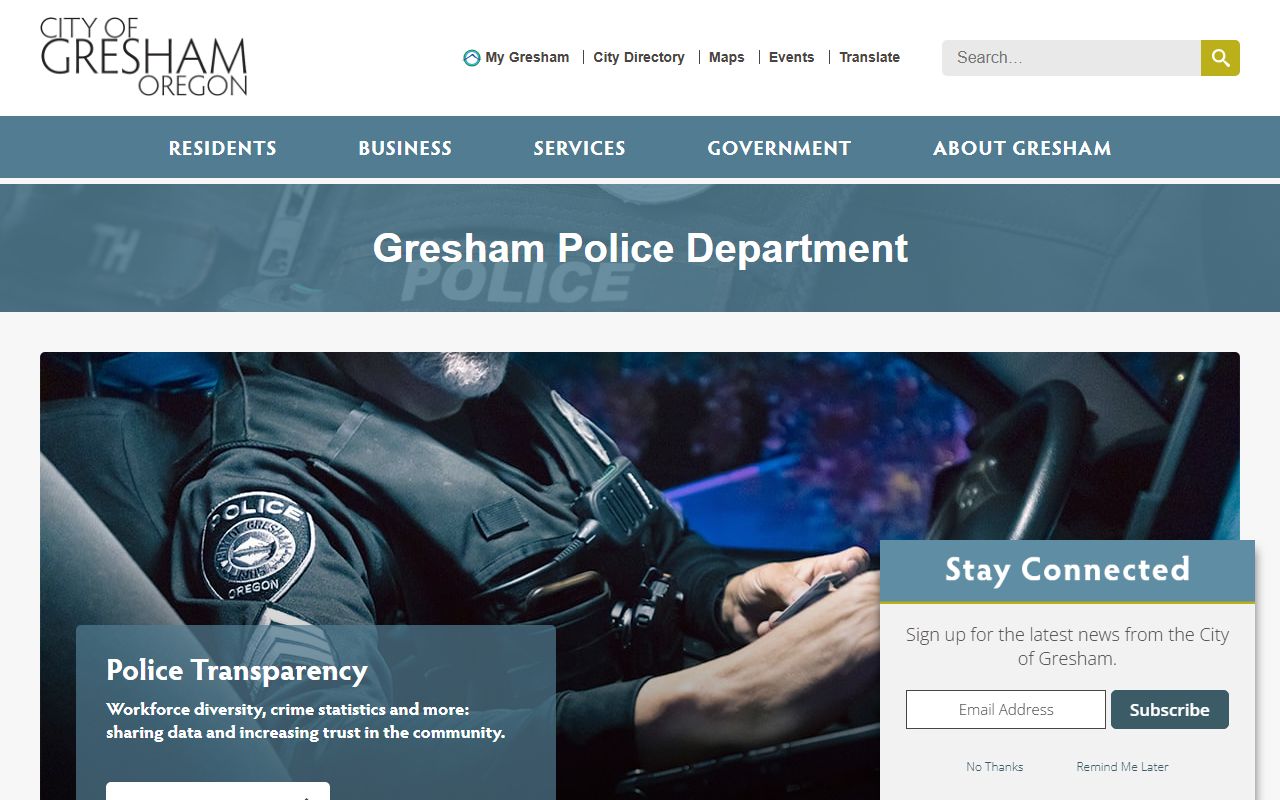 Gresham Police Department background check services