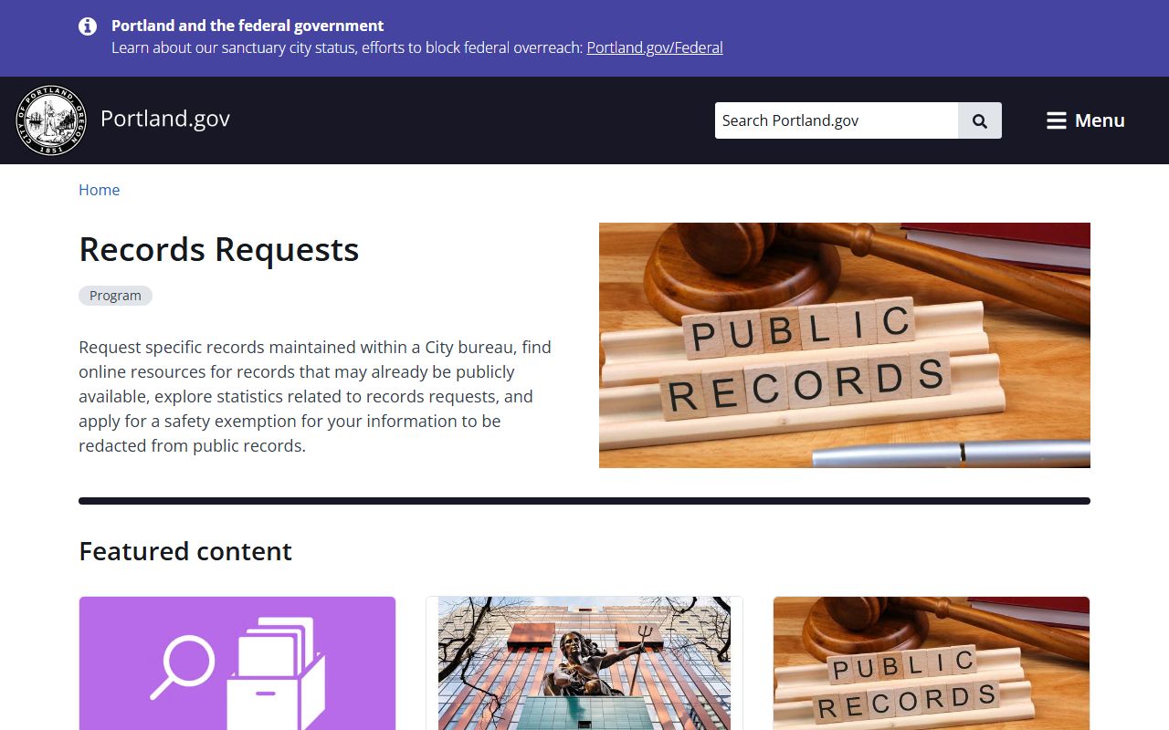 Portland public records main page background check