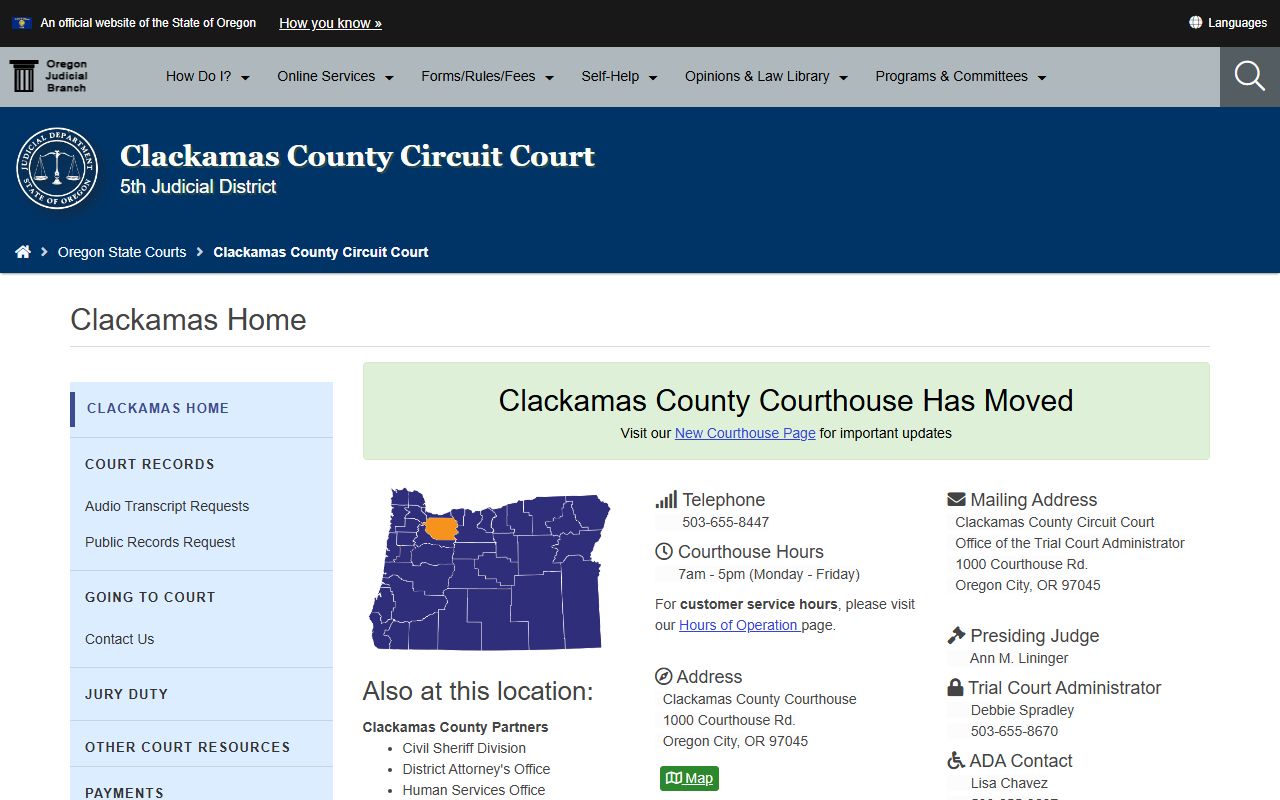 Clackamas County Circuit Court background check records