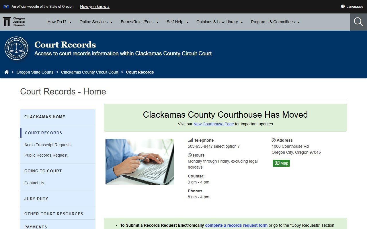 Clackamas County court records for background check