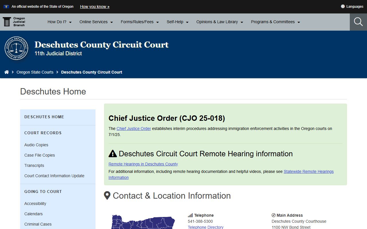 Deschutes County Circuit Court records