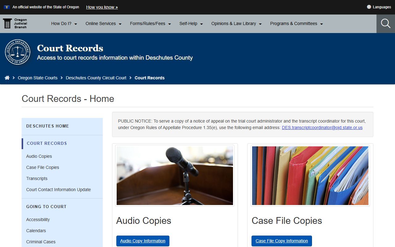 Deschutes County background check resource