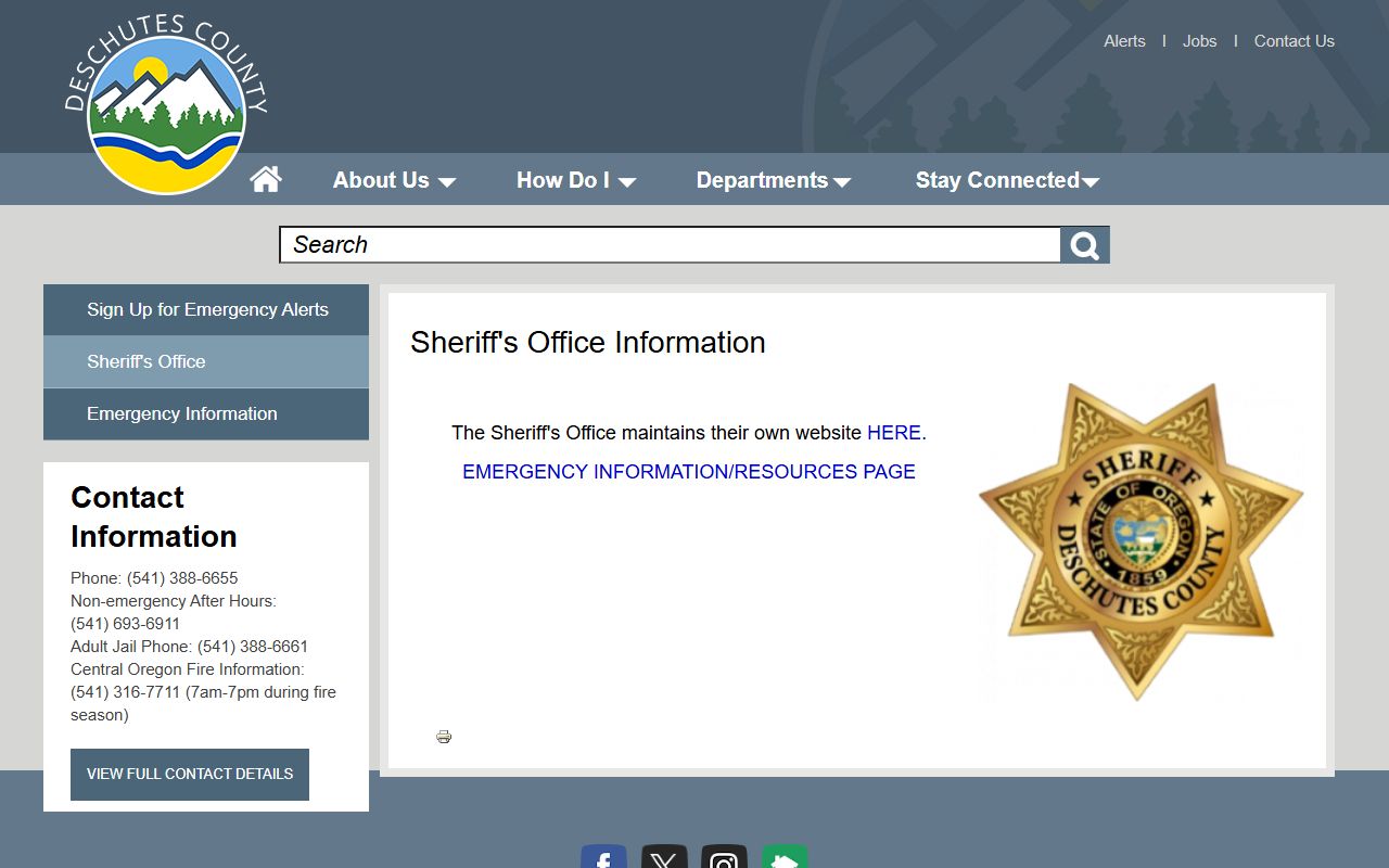 Deschutes County Sheriff Office records