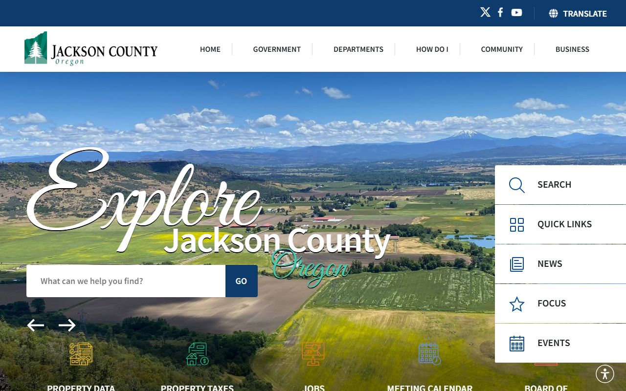 Jackson County government homepage public records