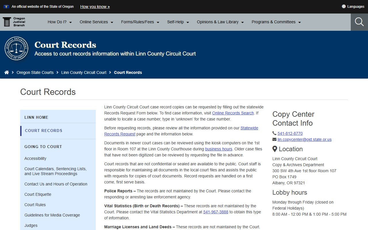 Linn County court records for background check