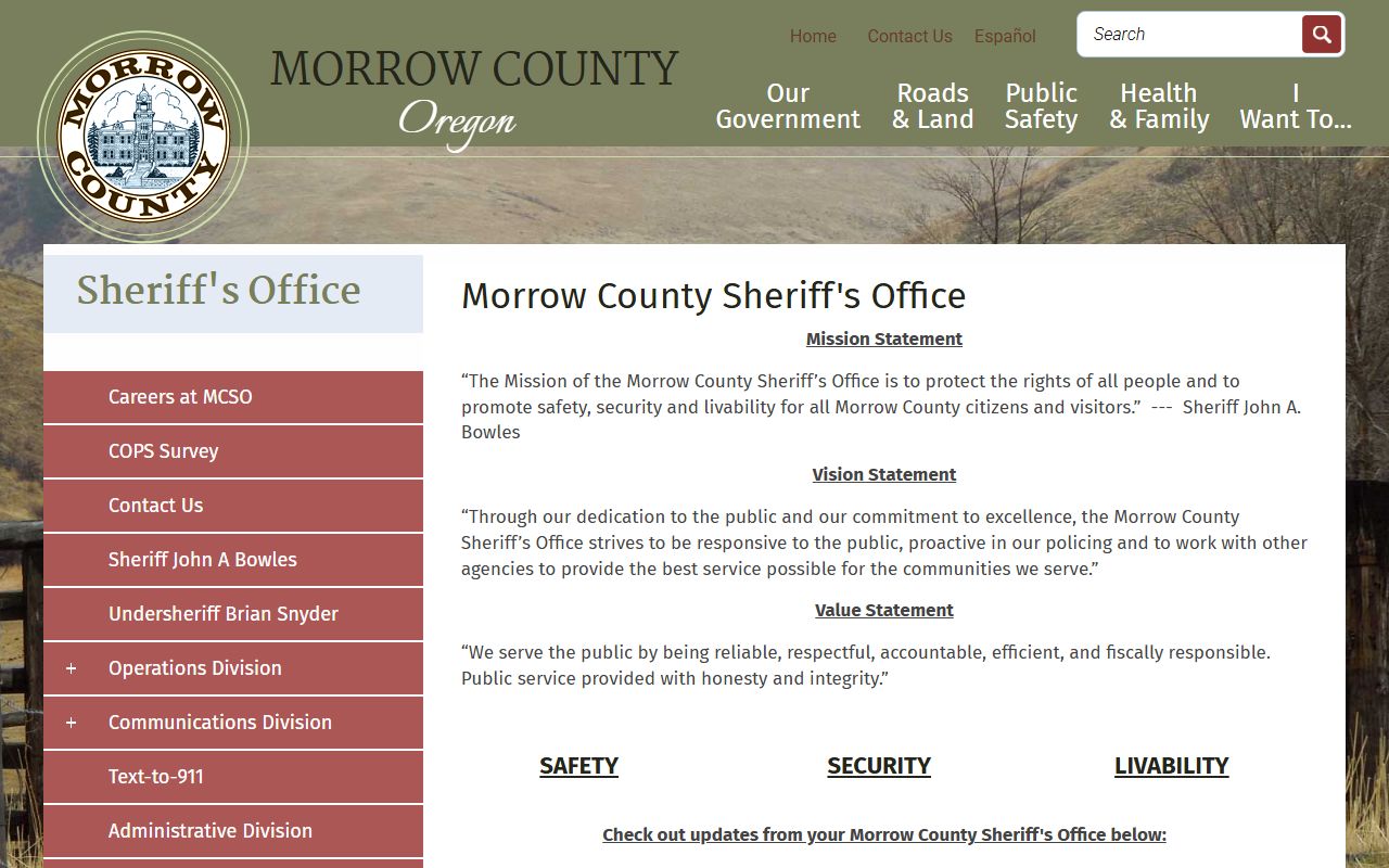 Morrow County Sheriff background check records