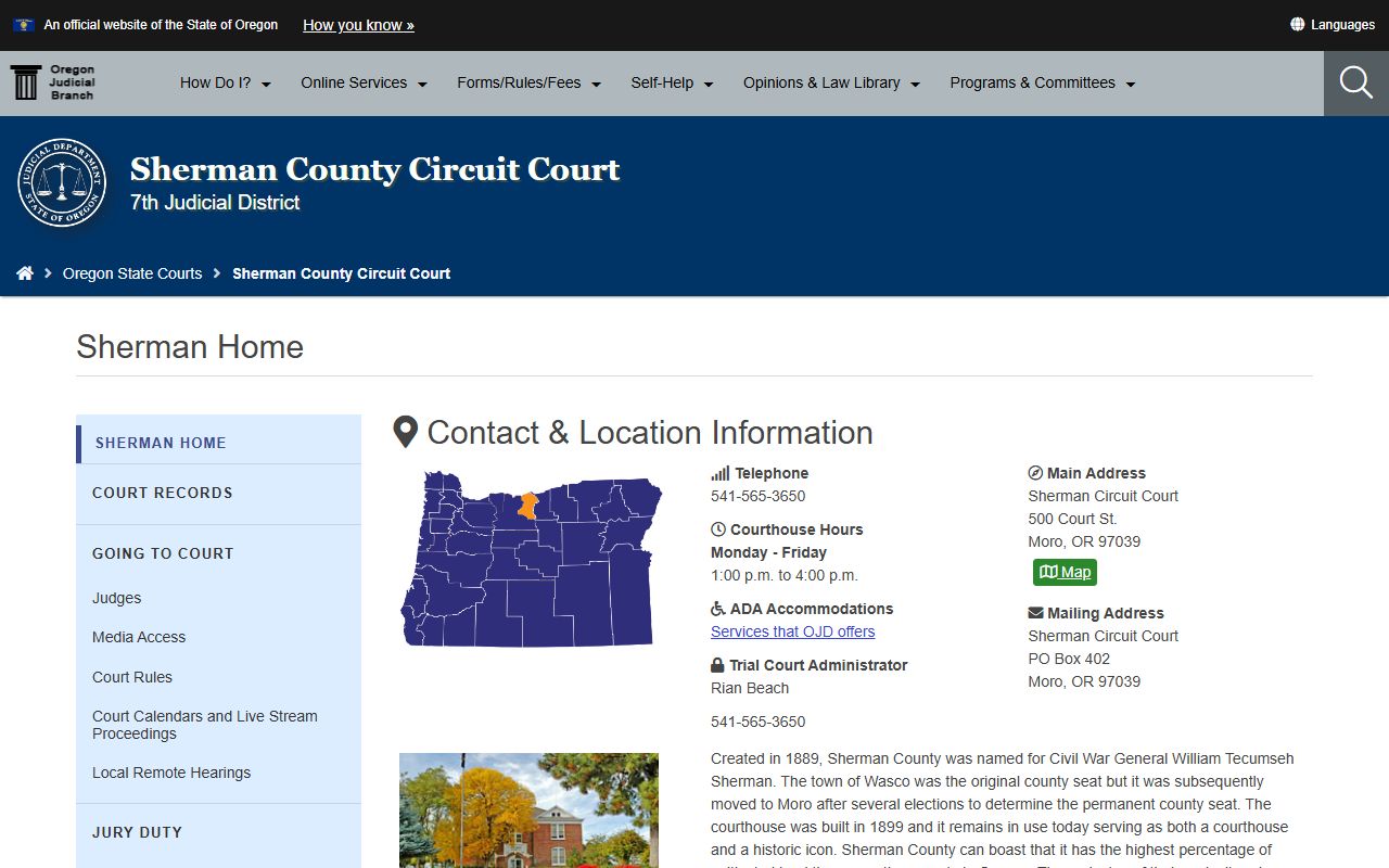 Sherman County Circuit Court background check records