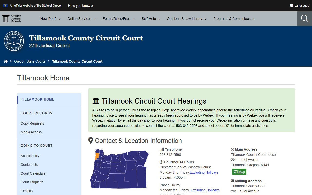 Tillamook County Circuit Court background check records