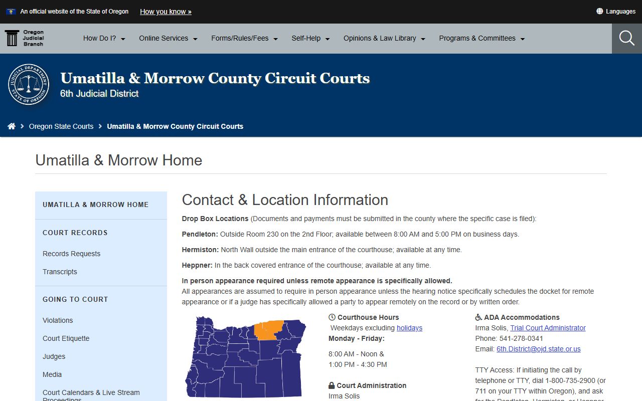 Umatilla County Circuit Court background check records