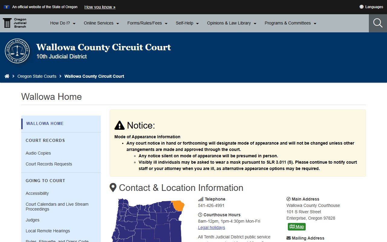 Wallowa County Circuit Court background check records