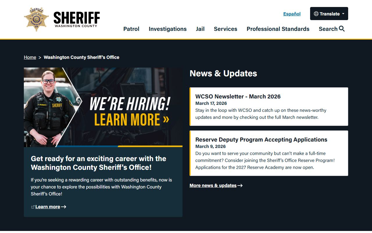 Washington County Sheriff background check resources
