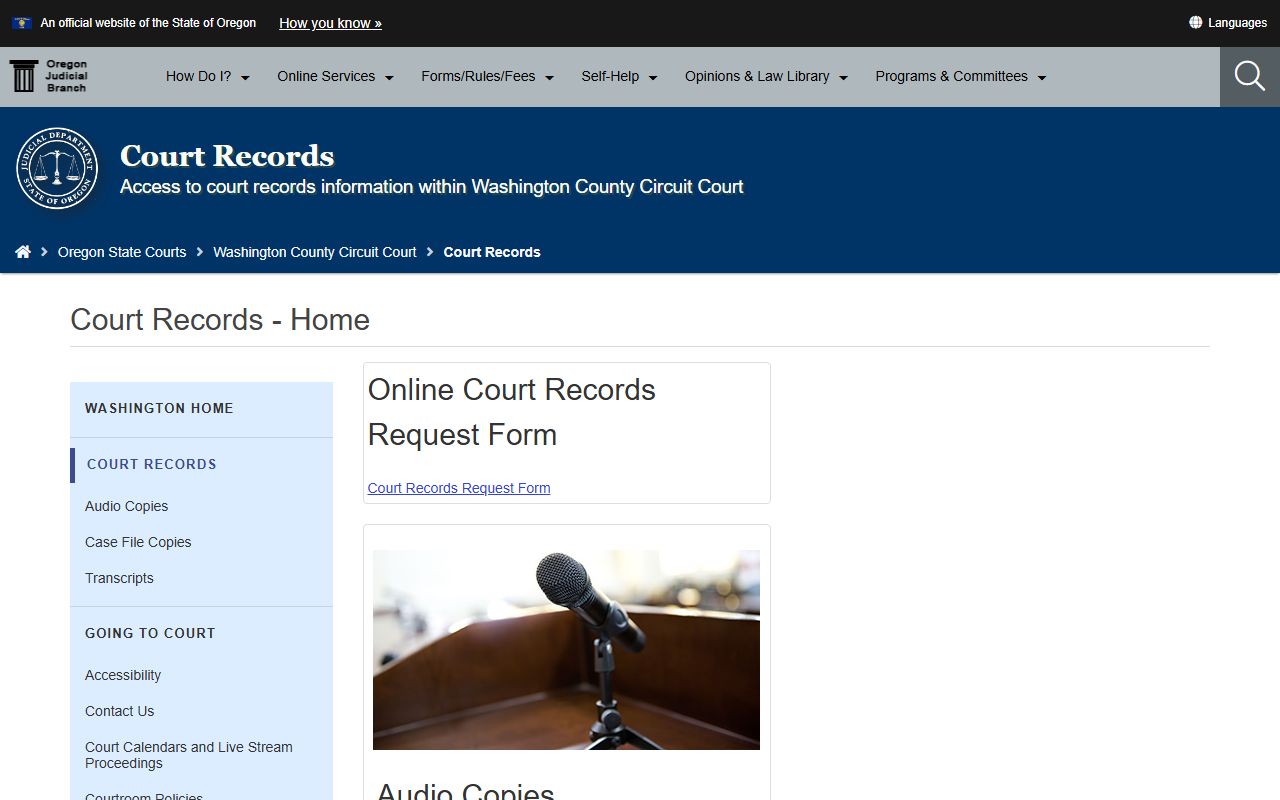 Washington County court records for background check