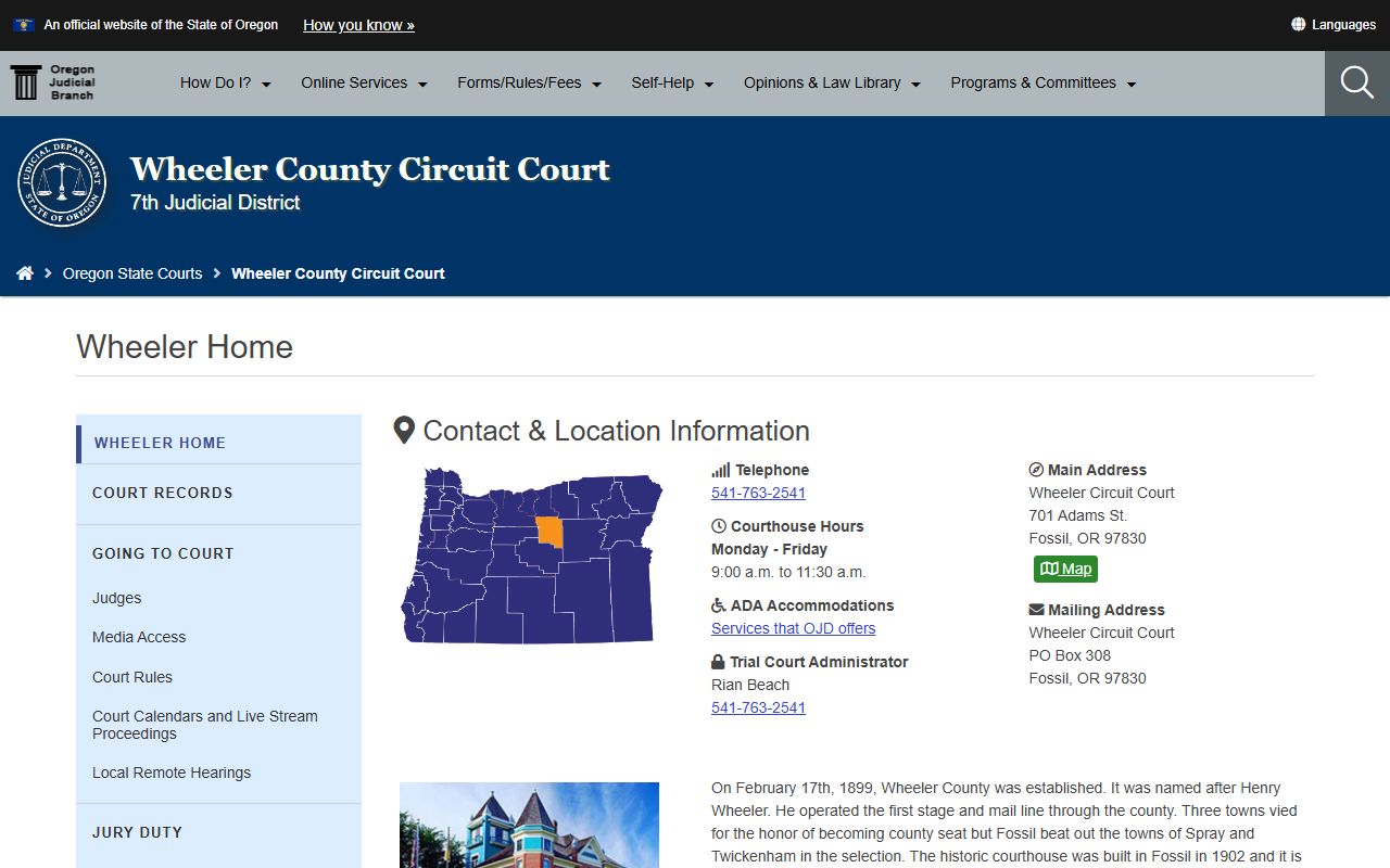 Wheeler County Circuit Court background check records